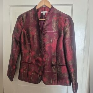 Coldwater Creek Women's Long Sleeve Red Patterned Jacket w/1Hook Closure Size XS